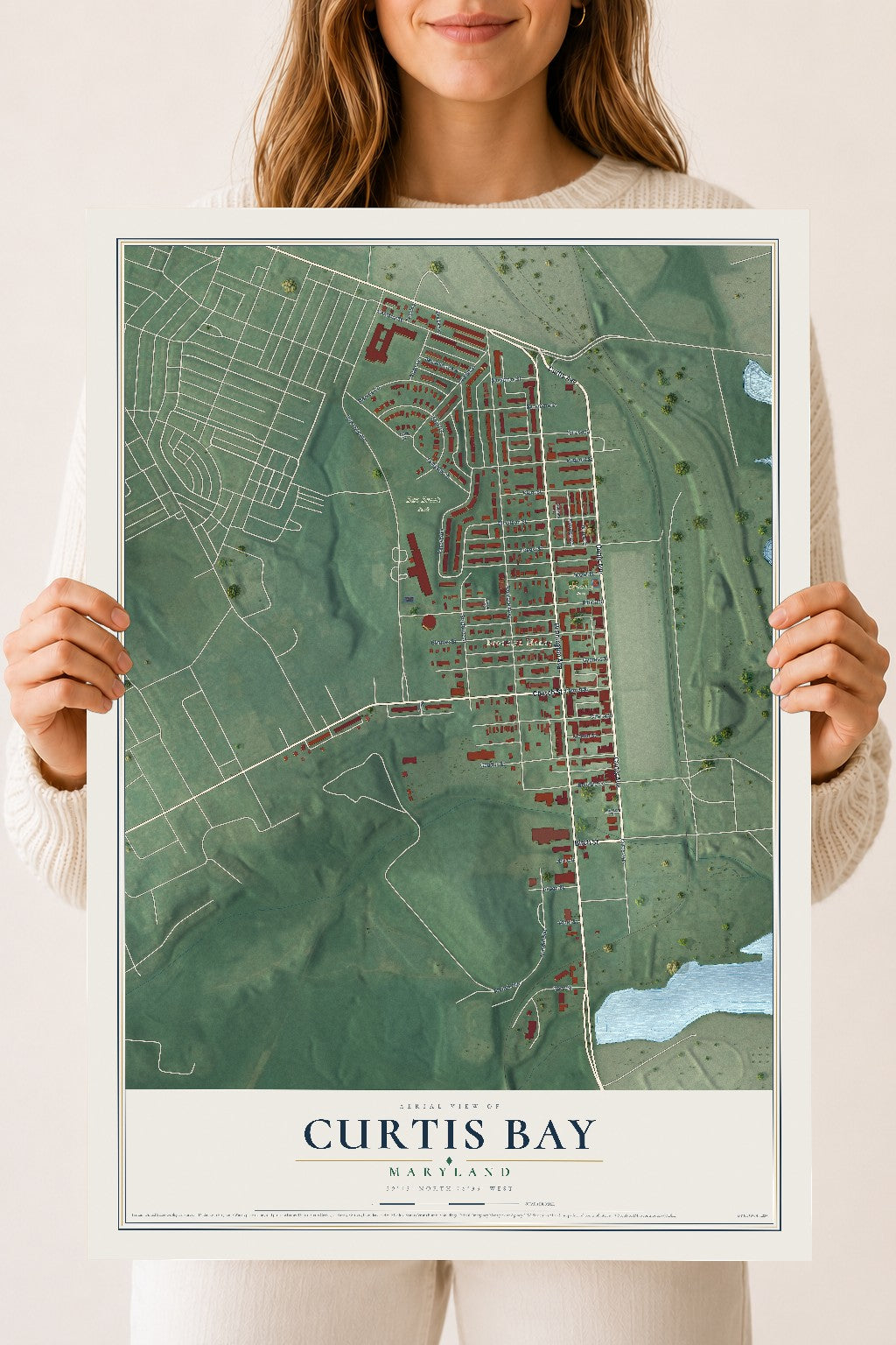 Map of Curtis Bay, Maryland, 18 x 24 inch unframed archival matte print