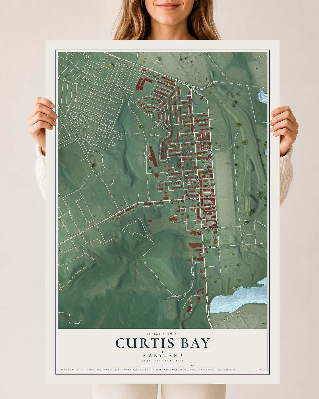 Map of Curtis Bay, Maryland, 24 x 36 inch unframed archival matte print