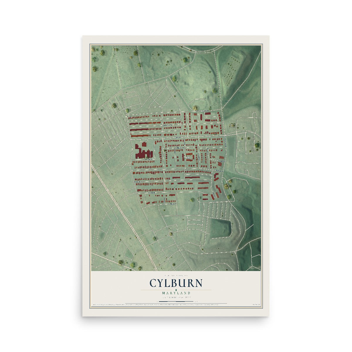 Map of Cylburn, Maryland, 12 x 18 inch unframed archival matte print