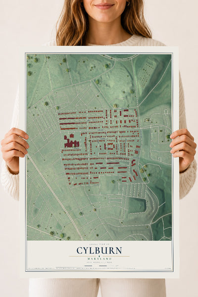 Map of Cylburn, Maryland, 18 x 24 inch unframed archival matte print