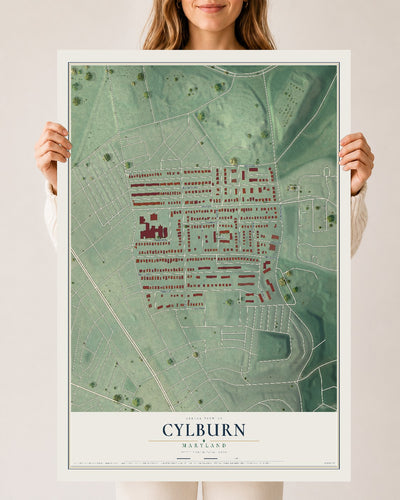 Map of Cylburn, Maryland, 24 x 36 inch unframed archival matte print