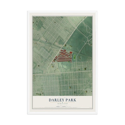 Map of Darley Park, Maryland, 12 x 18 inch print in a white wood frame