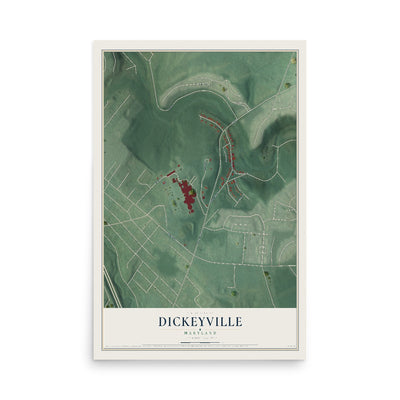 Map of Dickeyville, Maryland, 12 x 18 inch unframed archival matte print