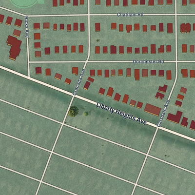 Second close-up of the map of Dorchester, Maryland print showing more streets and buildings