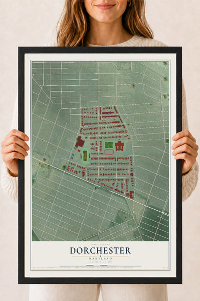 Map of Dorchester, Maryland, 18 x 24 inch print in a black wood frame