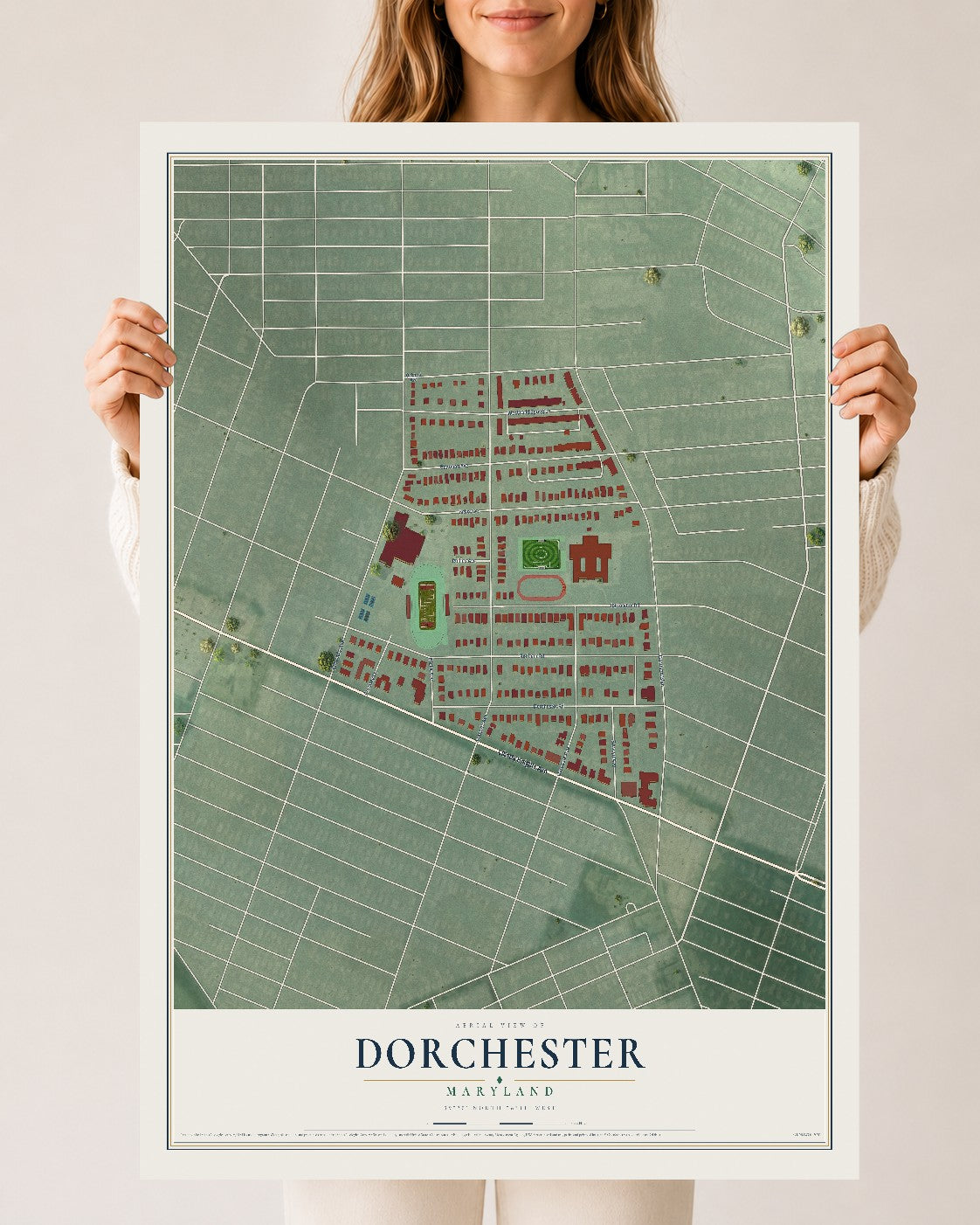 Map of Dorchester, Maryland, 24 x 36 inch unframed archival matte print