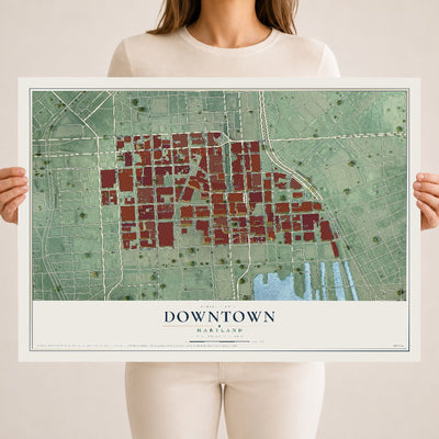 Map of Downtown, Maryland, 18 x 24 inch unframed archival matte print