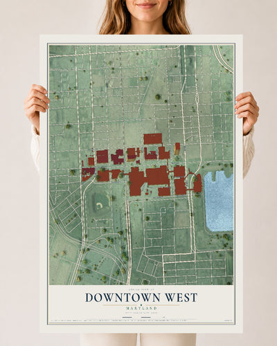 Map of Downtown West, Maryland, 24 x 36 inch unframed archival matte print