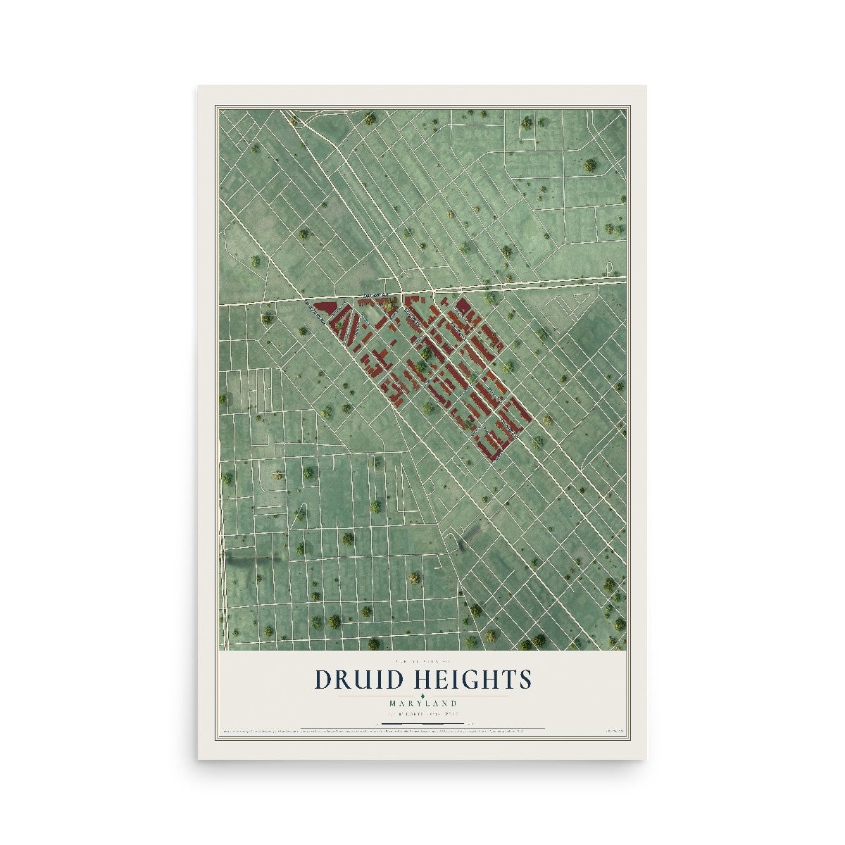 Map of Druid Heights, Maryland, 12 x 18 inch unframed archival matte print