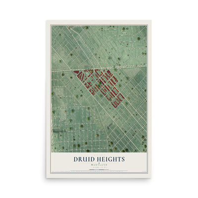 Map of Druid Heights, Maryland, 12 x 18 inch unframed archival matte print