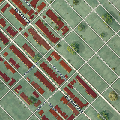 Close-up of the map of Druid Heights, Maryland print showing street and building detail