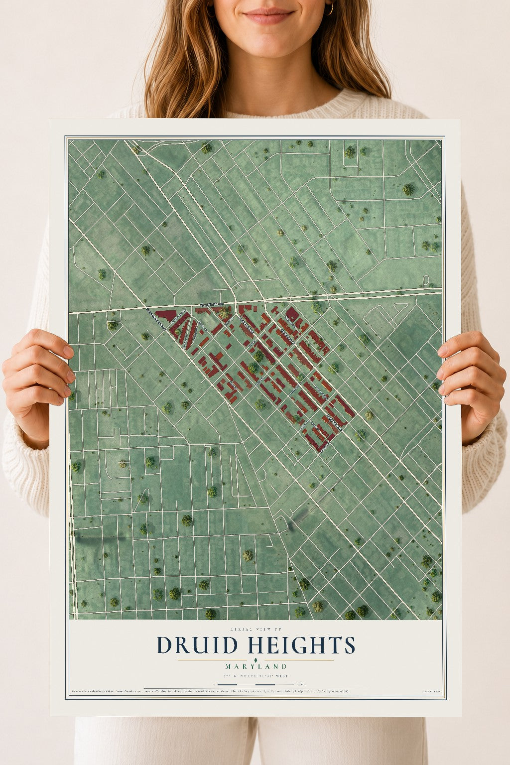 Map of Druid Heights, Maryland, 18 x 24 inch unframed archival matte print