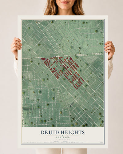 Map of Druid Heights, Maryland, 24 x 36 inch unframed archival matte print
