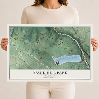Map of Druid Hill Park, Maryland, 12 x 18 inch unframed archival matte print
