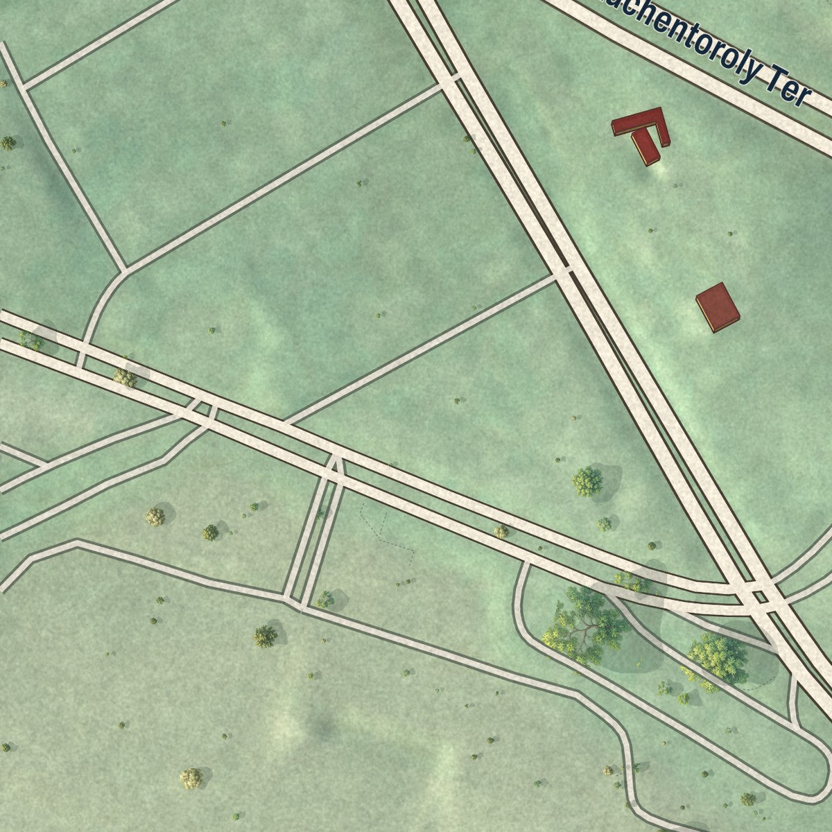 Second close-up of the map of Druid Hill Park, Maryland print showing more streets and buildings
