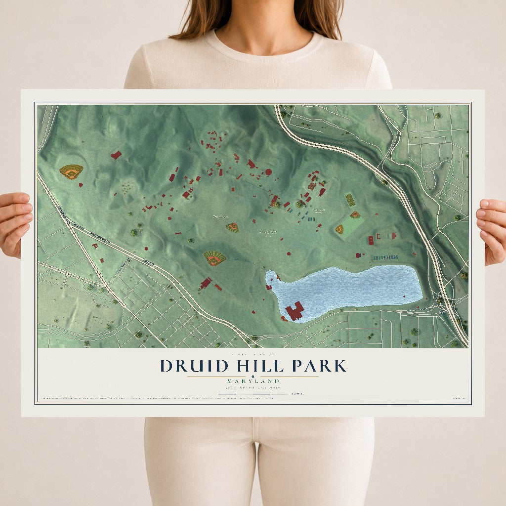 Map of Druid Hill Park, Maryland, 18 x 24 inch unframed archival matte print