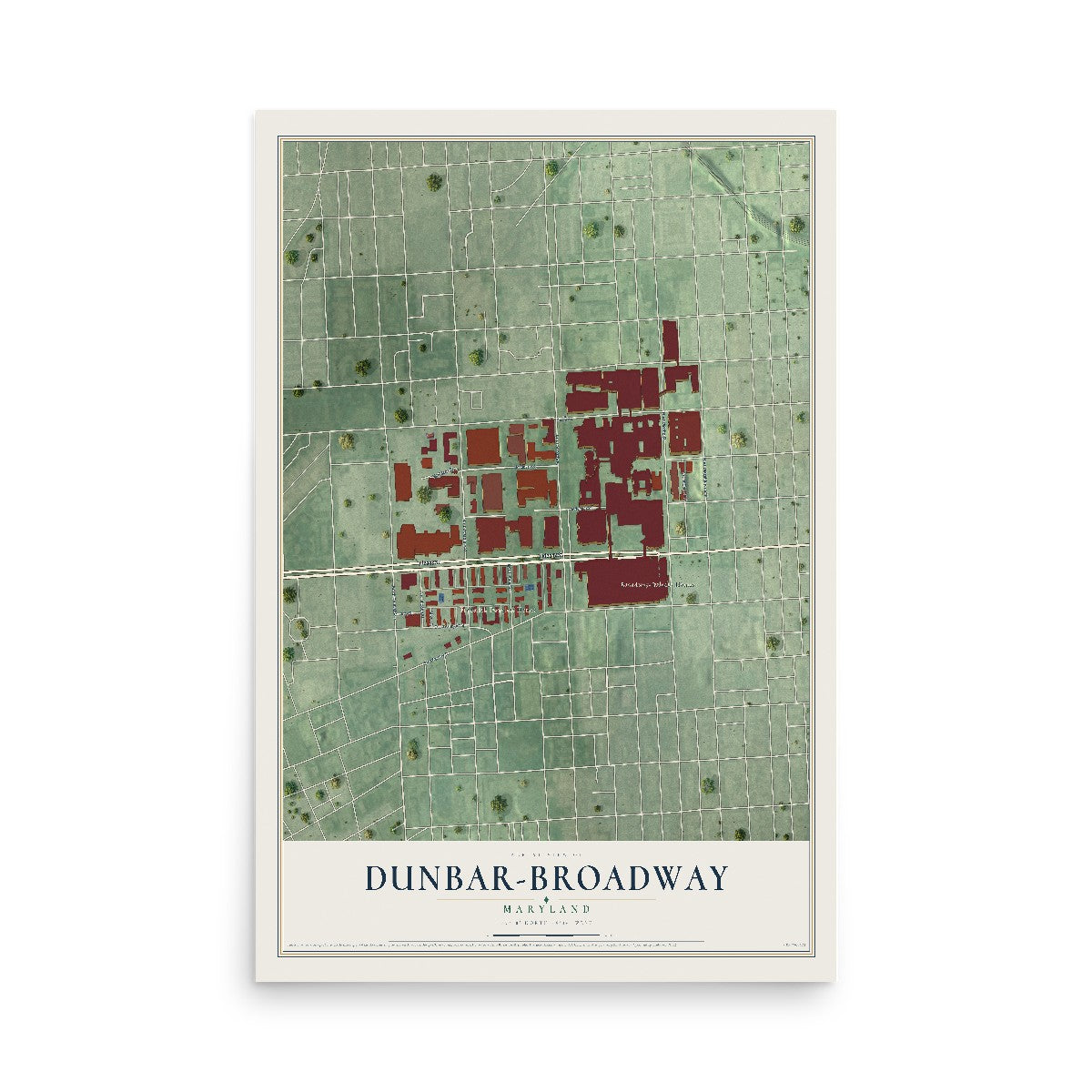 Map of Dunbar-Broadway, Maryland, 12 x 18 inch unframed archival matte print