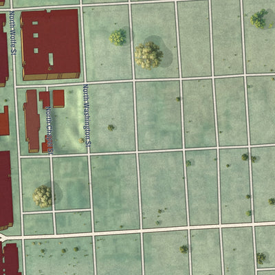 Second close-up of the map of Dunbar-Broadway, Maryland print showing more streets and buildings