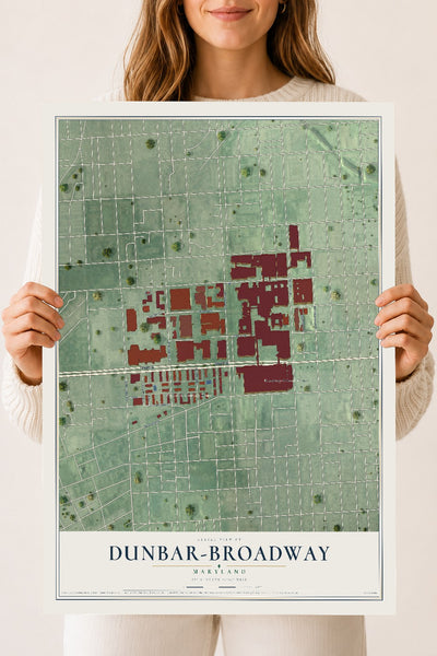 Map of Dunbar-Broadway, Maryland, 18 x 24 inch unframed archival matte print