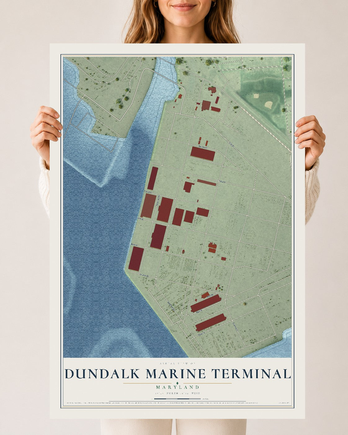 Map of Dundalk Marine Terminal, Maryland, 24 x 36 inch unframed archival matte print