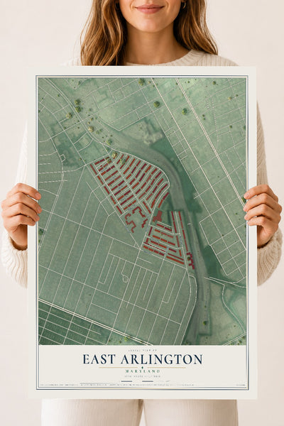 Map of East Arlington, Maryland, 18 x 24 inch unframed archival matte print