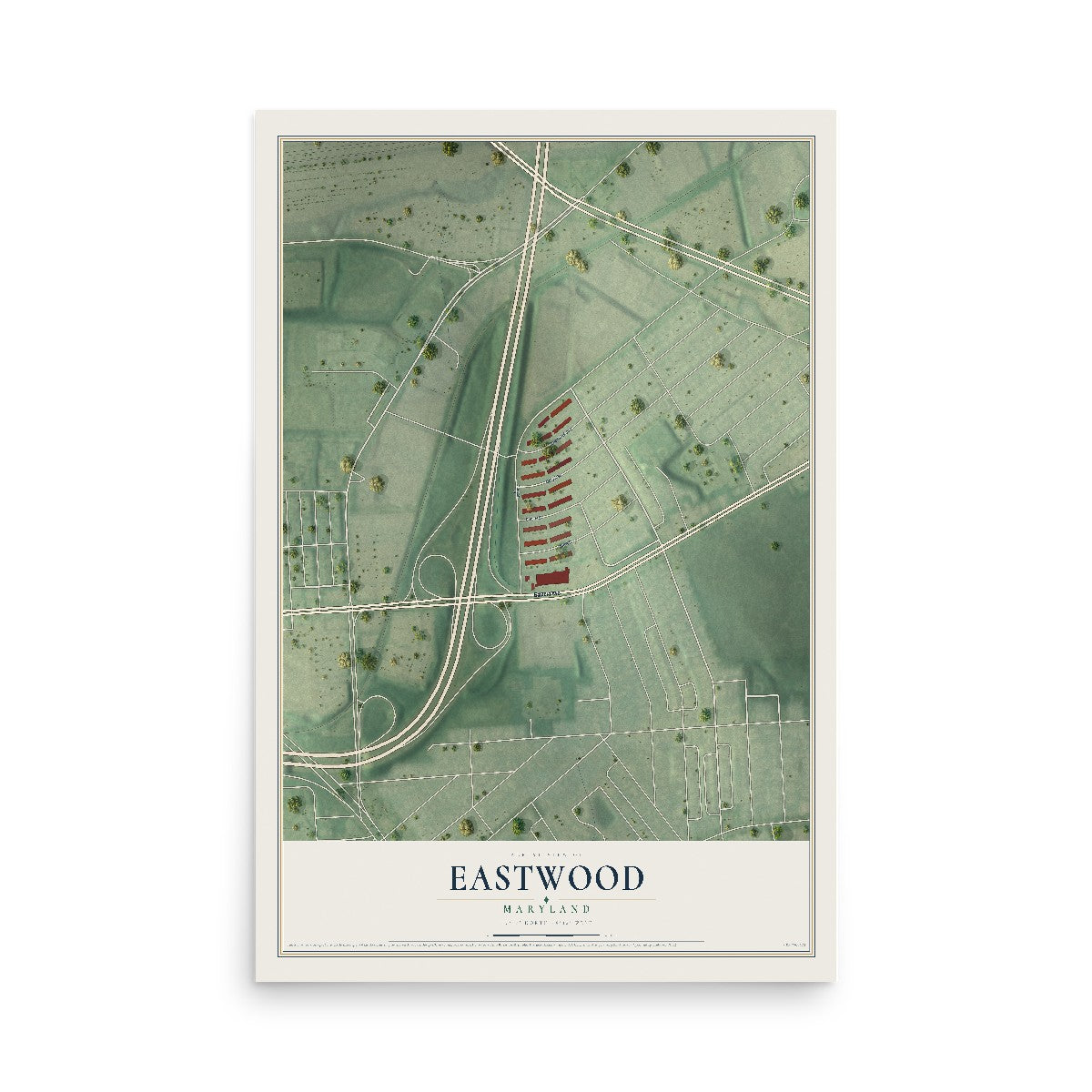 Map of Eastwood, Maryland, 12 x 18 inch unframed archival matte print