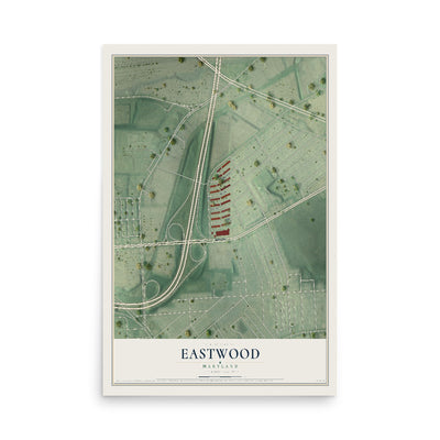Map of Eastwood, Maryland, 12 x 18 inch unframed archival matte print