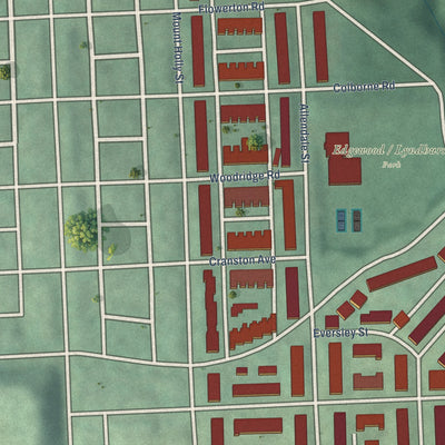Close-up of the map of Edgewood, Maryland print showing street and building detail