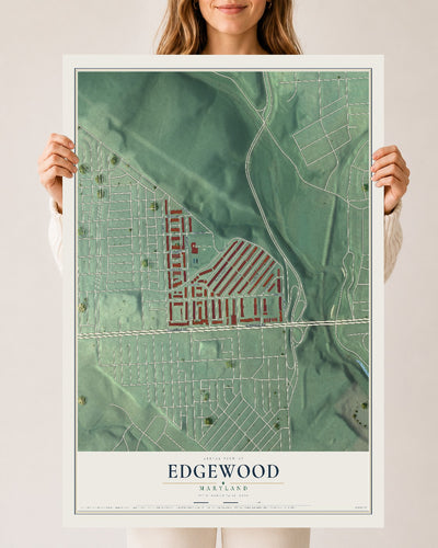 Map of Edgewood, Maryland, 24 x 36 inch unframed archival matte print