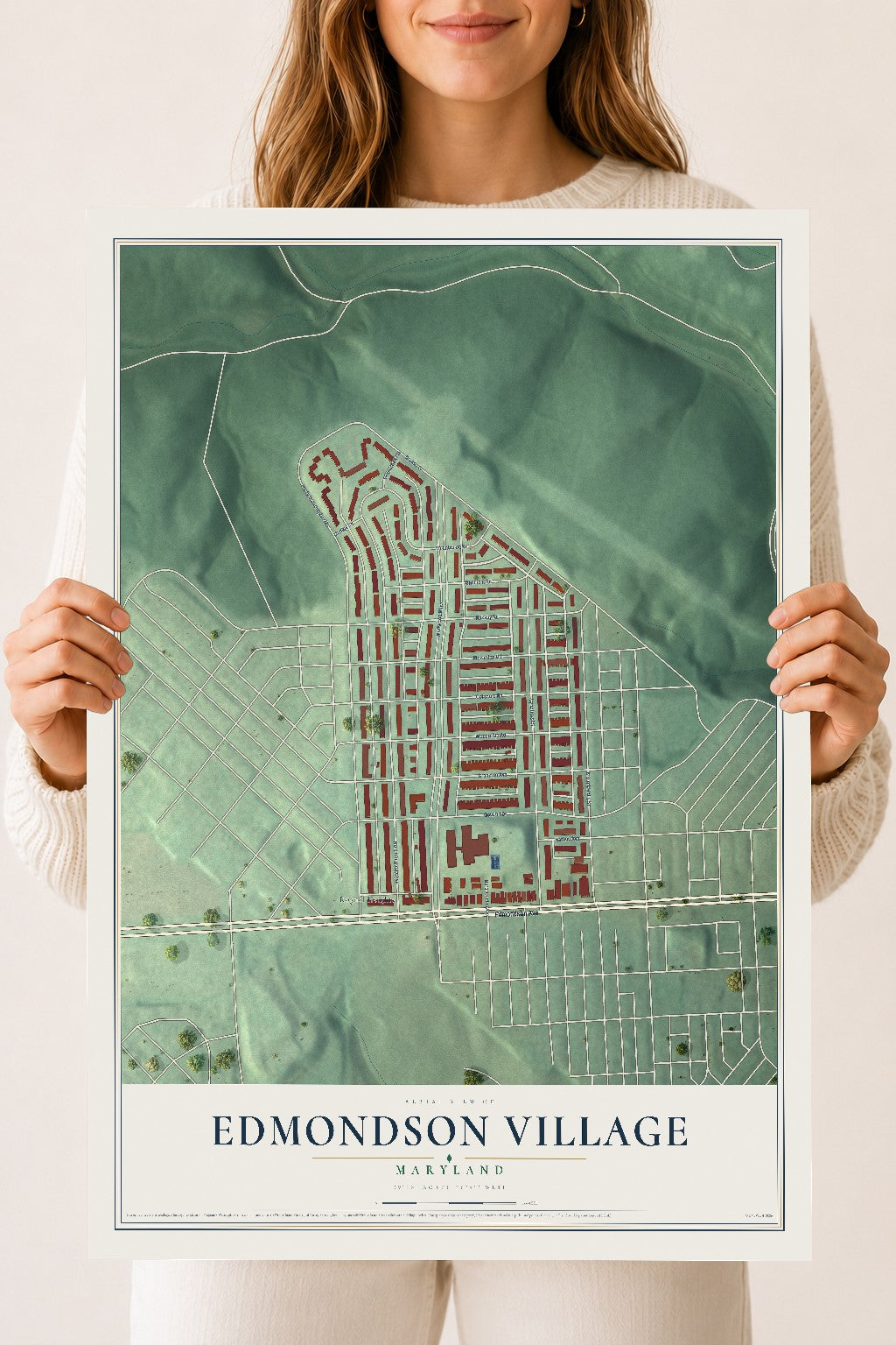 Map of Edmondson Village, Maryland, 18 x 24 inch unframed archival matte print