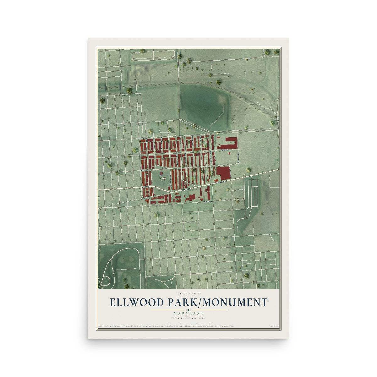 Map of Ellwood Park-Monument, Maryland, 12 x 18 inch unframed archival matte print