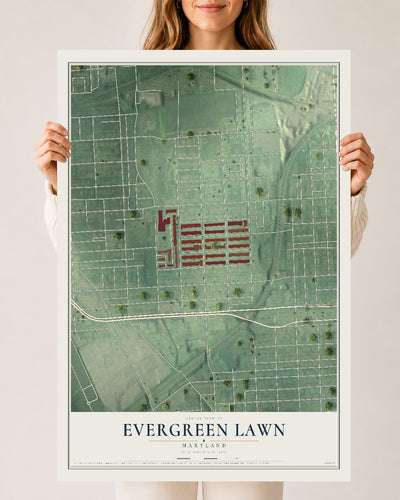 Map of Evergreen Lawn, Maryland, 24 x 36 inch unframed archival matte print