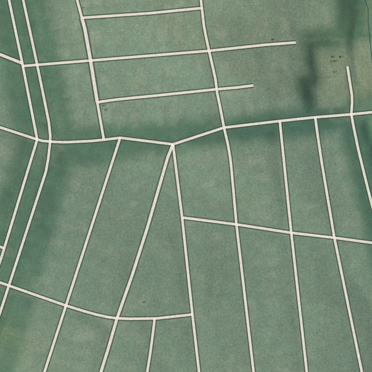 Second close-up of the map of Evergreen, Maryland print showing more streets and buildings