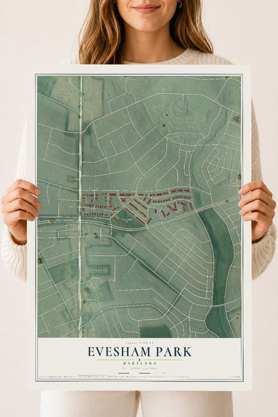 Map of Evesham Park, Maryland, 18 x 24 inch unframed archival matte print