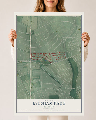Map of Evesham Park, Maryland, 24 x 36 inch unframed archival matte print