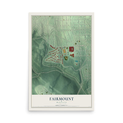 Map of Fairmount, Maryland, 12 x 18 inch unframed archival matte print
