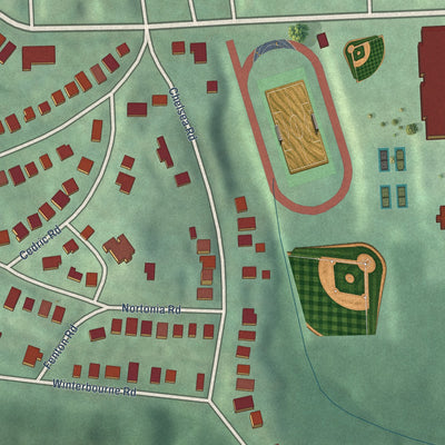 Close-up of the map of Fairmount, Maryland print showing street and building detail