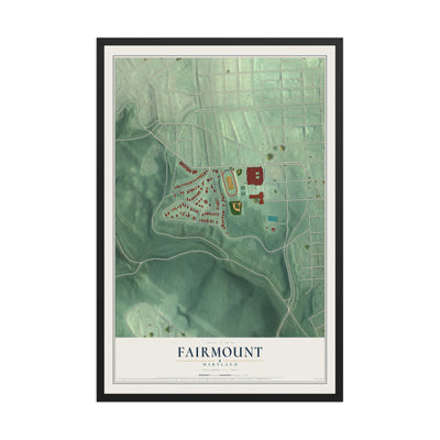 Map of Fairmount, Maryland, 12 x 18 inch print in a black wood frame