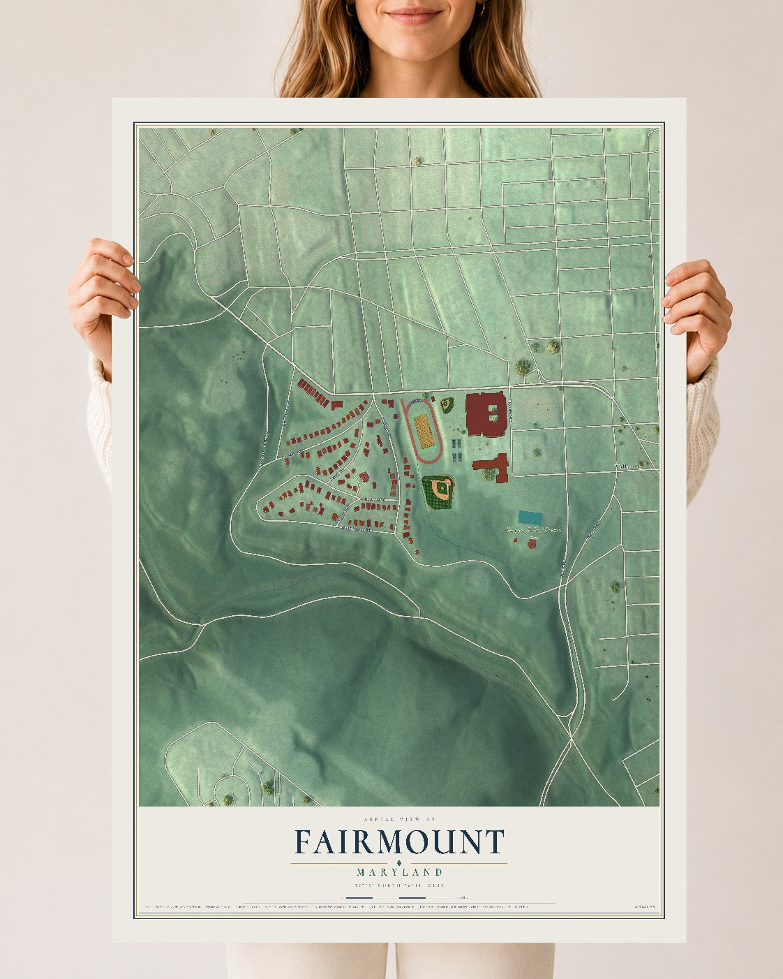 Map of Fairmount, Maryland, 24 x 36 inch unframed archival matte print