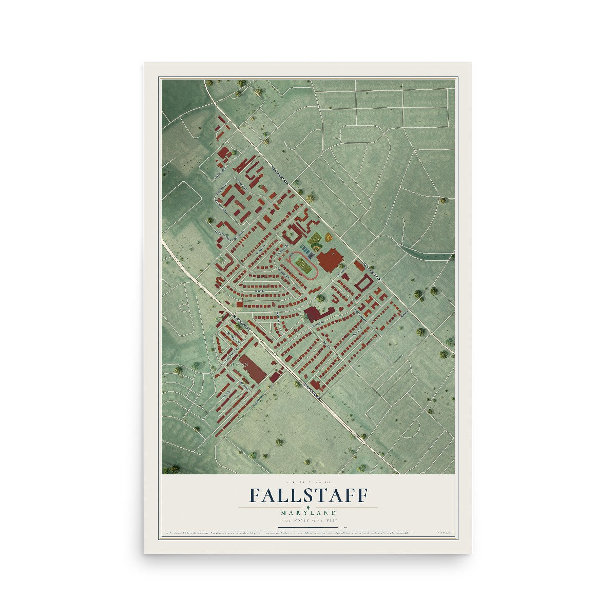 Map of Fallstaff, Maryland, 12 x 18 inch unframed archival matte print