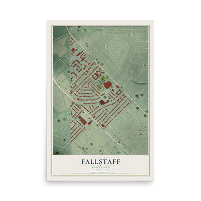 Map of Fallstaff, Maryland, 12 x 18 inch unframed archival matte print