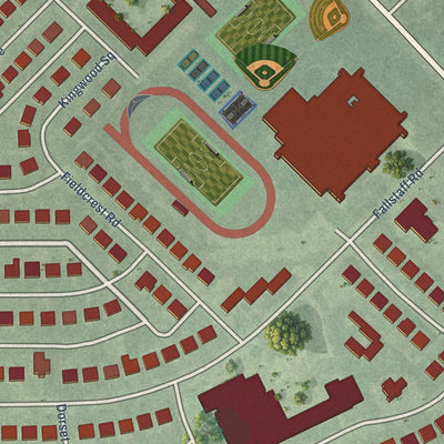 Second close-up of the map of Fallstaff, Maryland print showing more streets and buildings