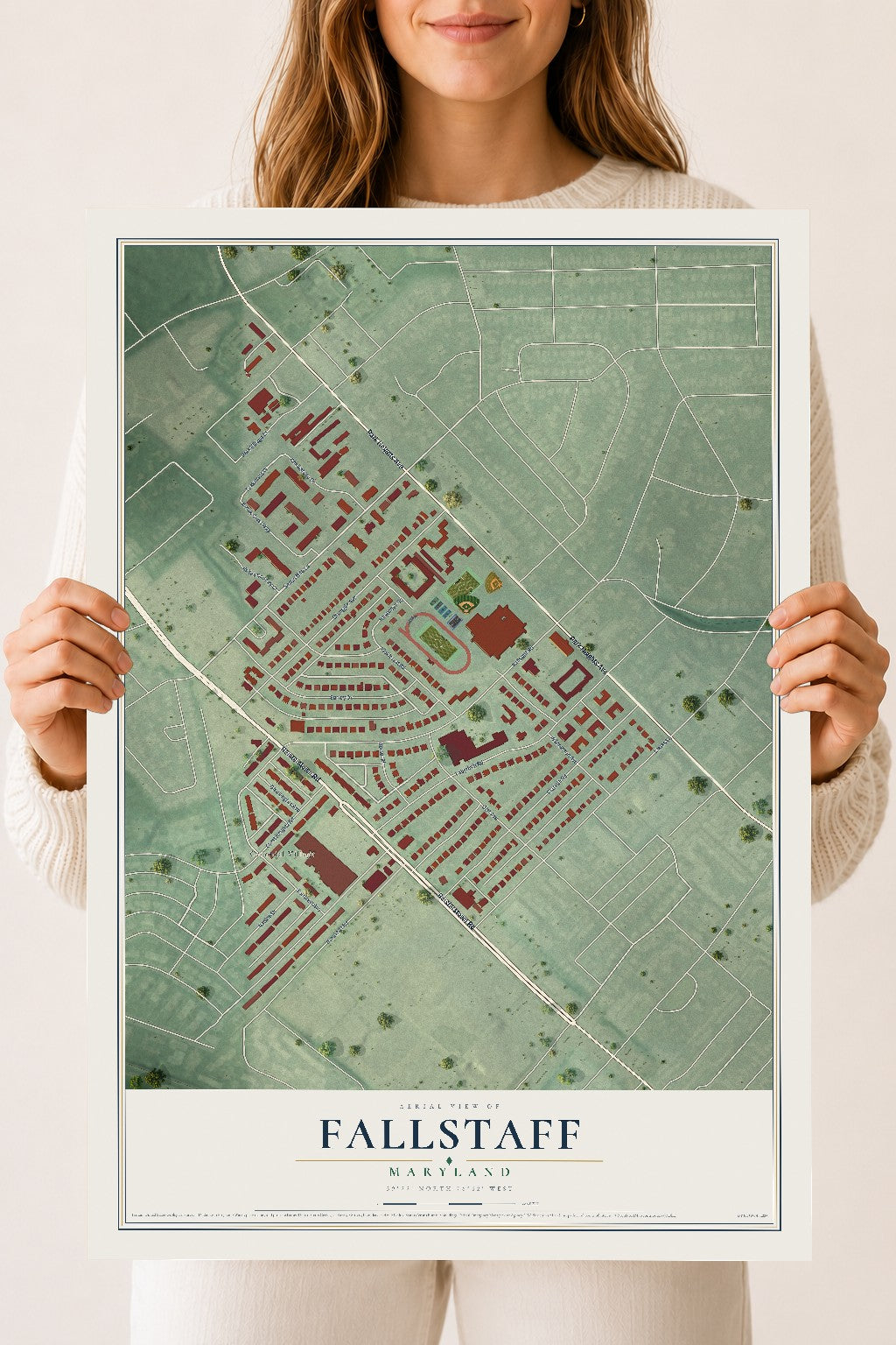 Map of Fallstaff, Maryland, 18 x 24 inch unframed archival matte print