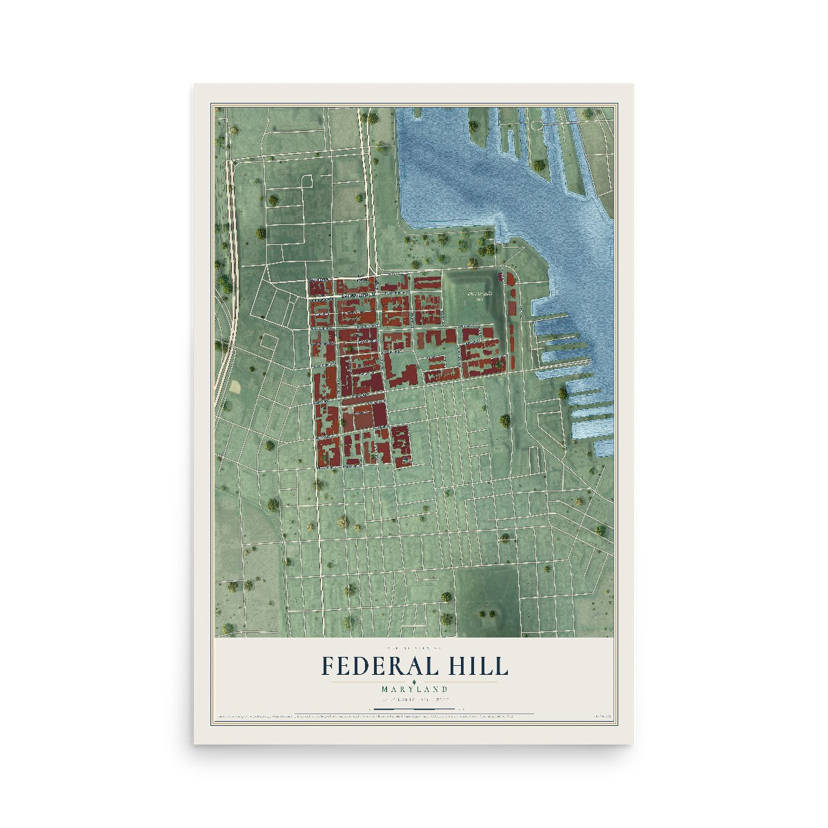 Map of Federal Hill, Maryland, 12 x 18 inch unframed archival matte print