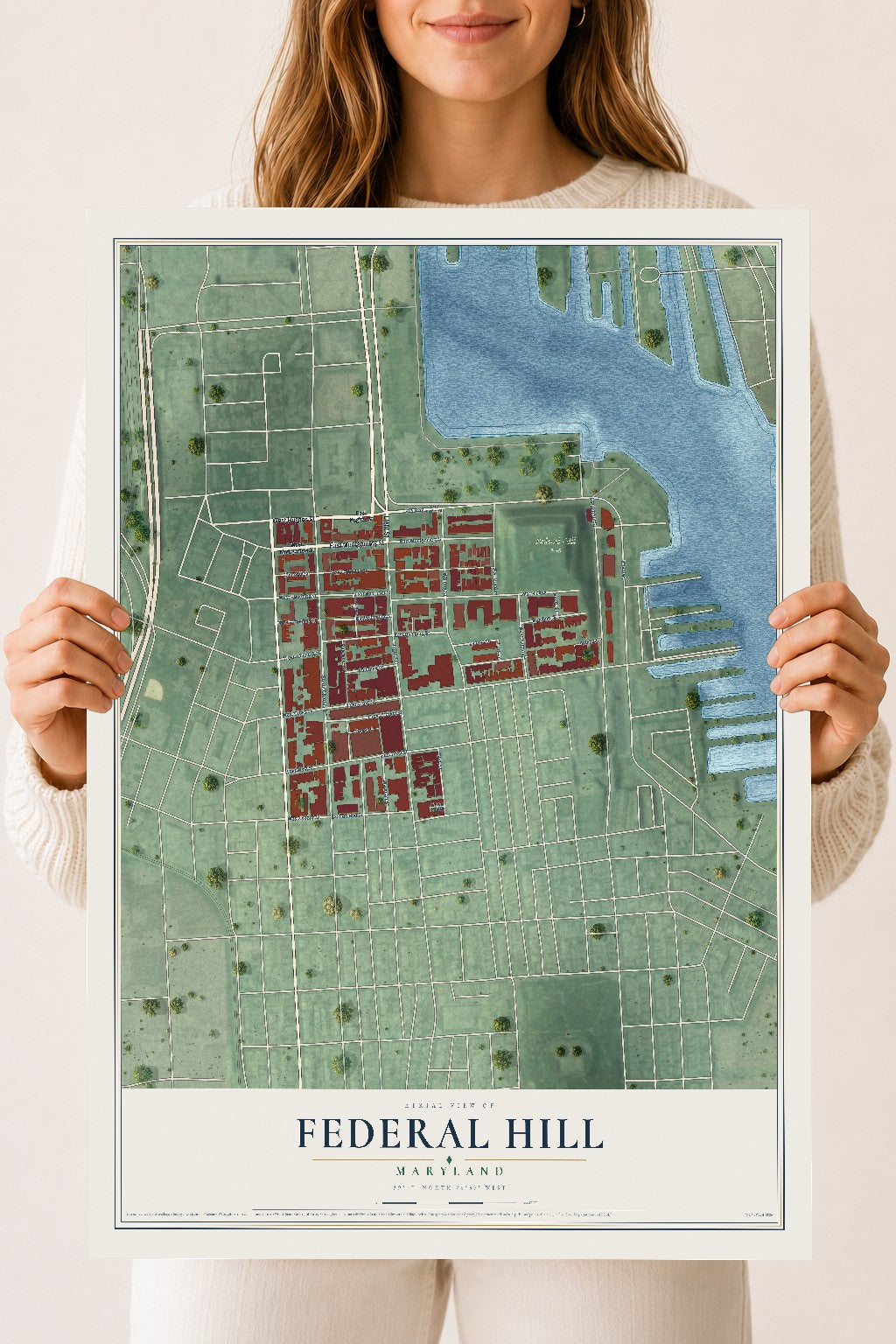 Map of Federal Hill, Maryland, 18 x 24 inch unframed archival matte print