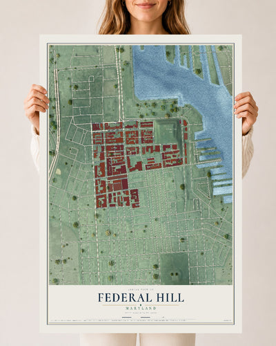 Map of Federal Hill, Maryland, 24 x 36 inch unframed archival matte print