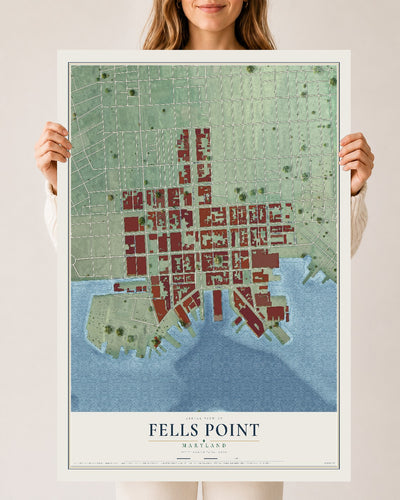 Map of Fells Point, Maryland, 24 x 36 inch unframed archival matte print