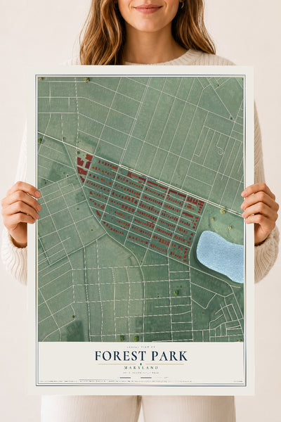 Map of Forest Park, Maryland, 18 x 24 inch unframed archival matte print