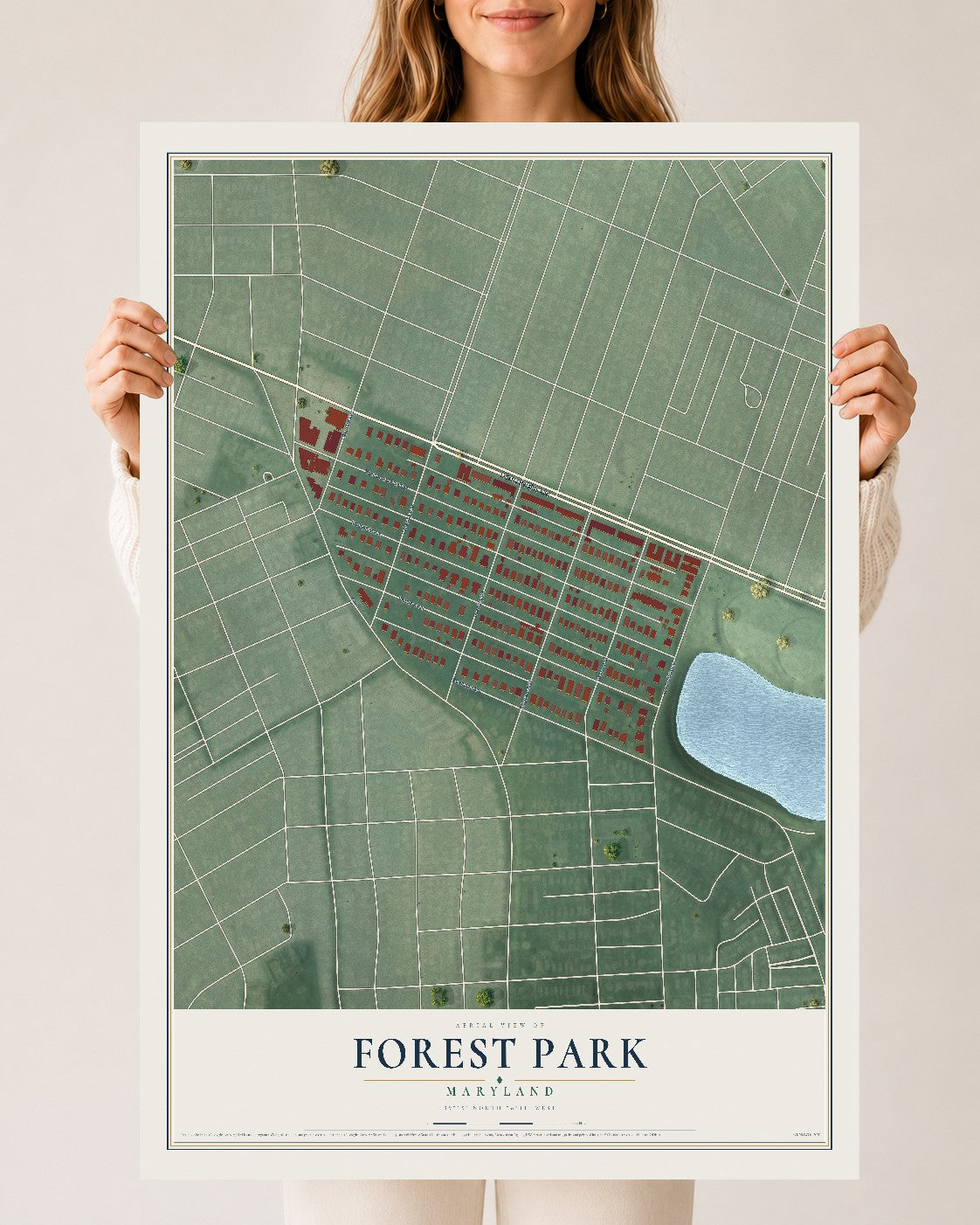 Map of Forest Park, Maryland, 24 x 36 inch unframed archival matte print