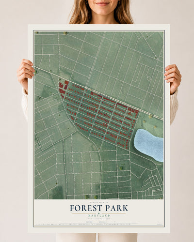 Map of Forest Park, Maryland, 24 x 36 inch unframed archival matte print